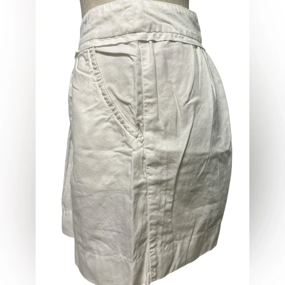 Crew Cotton Linen White/Ivory Front Pockets Zipper Closure Short Skirt Sz/6